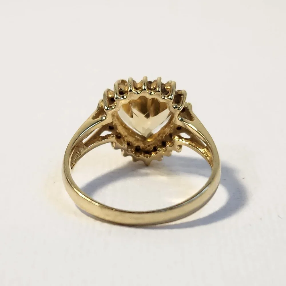 One Estate Owned 80's 14K Solid Gold Citrine & Diamonds 2.80cts 3.28g Ring Sz 7 - Picture 9 of 15